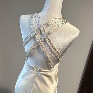 Niki Lavis Ivory Satin Embellished Prom Dress